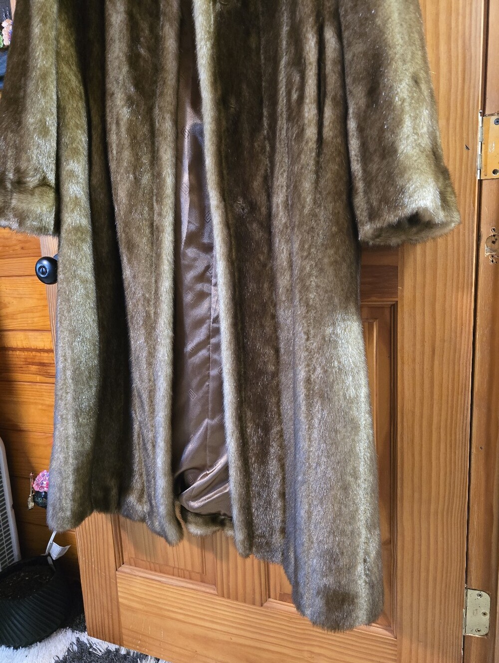 Vintage Pamela McCoy Faux Mink Full Length Coat Large - Picture 4 of 15